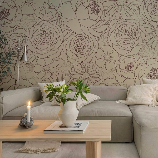 Fototapet Model floral în nuanțe delicate, Fototapet flori, Fototapet populare, t00187 - Tapeko.ro