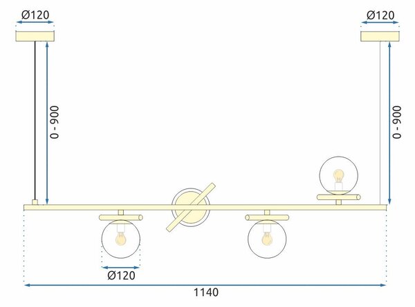 Lampă suspendată APP1665-4CP Gold