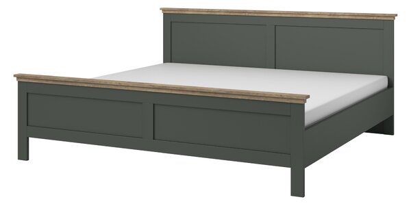 Pat matrimonial 140 cm Elvina S ZJU30 (verde + stejar lefkas închis). Promo -20%. 1118228