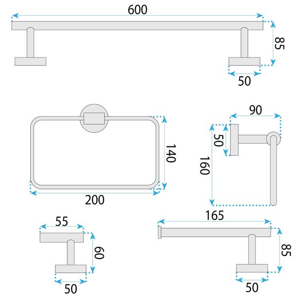 Set accesorii pentru baie GRID Titan 4 piese