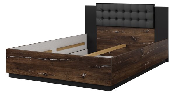 Pat matrimonial 140 cm Signat Typ30 (stejar flagstaff + negru mat). Promo -18%. 1118233