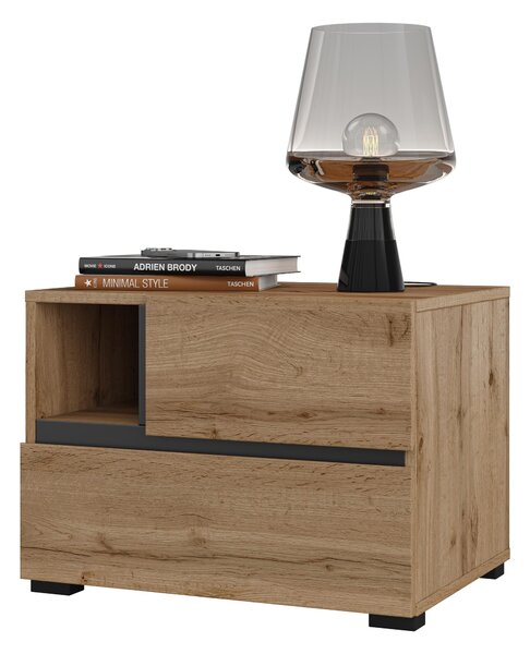 Noptieră Crossroad S22 (stejar wotan + negru). Promo -14%. 1118254