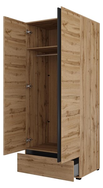 Dulap de haine Crossroad S18 (stejar wotan + negru). Promo -13%. 1118252