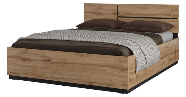 Pat matrimonial 160 cm Crossroad S31 (stejar wotan + negru). 1118256
