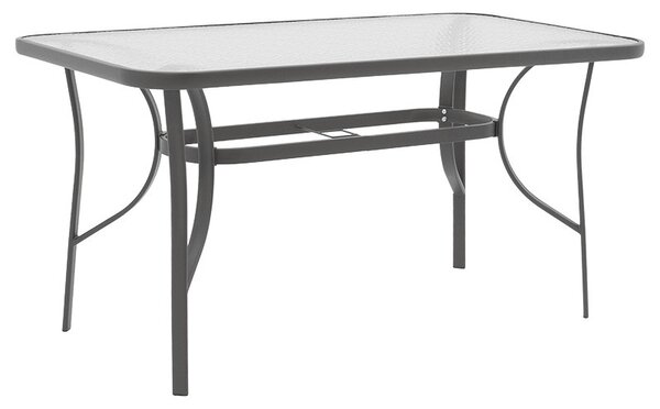 Set de gradina masa si scaune 5 bucati Ensure-Tade metal-sticla gri inchis 140x80x70cm