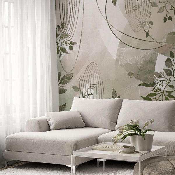 Fototapet Design abstract inspirat din natură în verde, Fototapet frunze, Fototapet populare, t00204 - Tapeko.ro
