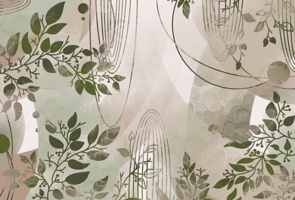 Fototapet Design abstract inspirat din natură în verde, Fototapet frunze, Fototapet populare, t00204 - Tapeko.ro