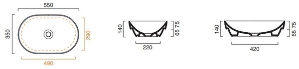 Catalano Sfera lavoar 55x35 cm ovale încastrat maro/bej mat 0524550030