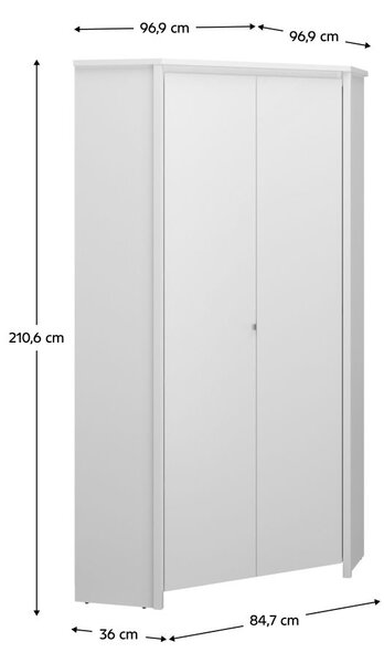 Dulap de haine colț ERODON (alb). 1091622