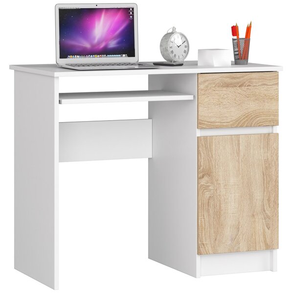 Masă PC Pobfenileno (alb + stejar sonoma). Promo -15%. 1117063