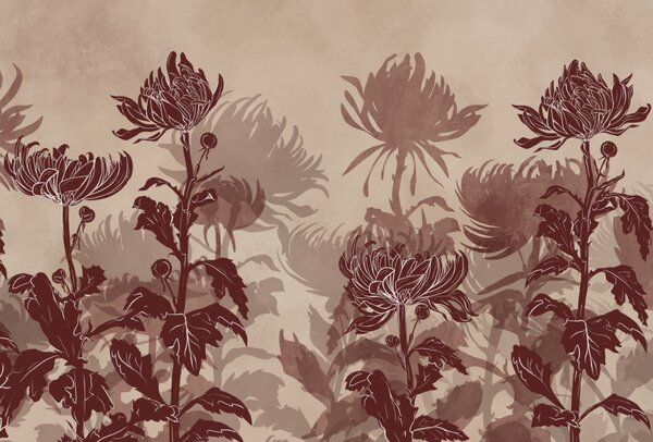 Fototapet Desen de flori și frunze, Fototapet flori, Fototapet populare, t00215 - Tapeko.ro