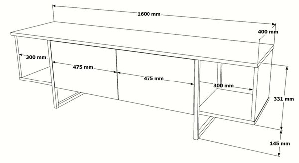Comoda TV VG30 Alb 160x47.6x40 cm
