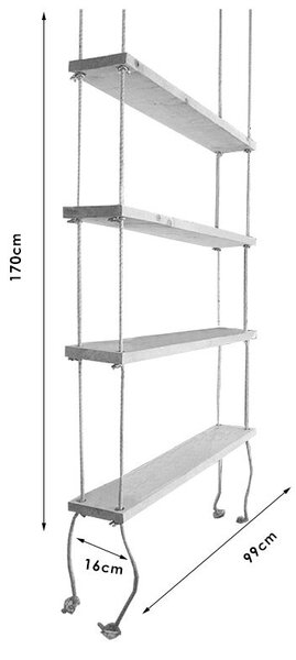 Raft de perete Rabia lemn masiv culoare lemn natural 99x16x170cm