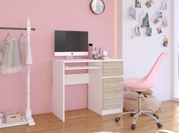 Masă PC Pobfenileno (alb + stejar sonoma). Promo -15%. 1117063