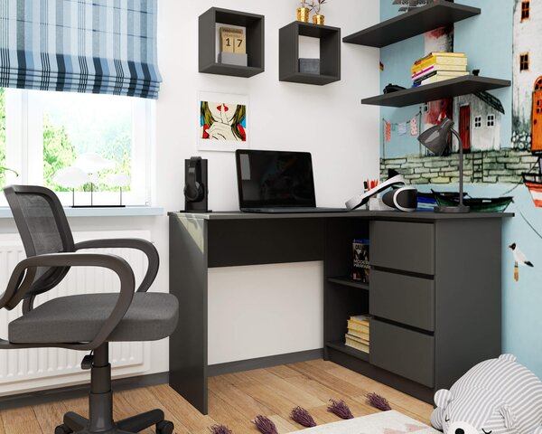 Masă PC de colț Balcon (grafit) (D). Promo -12%. 1117082