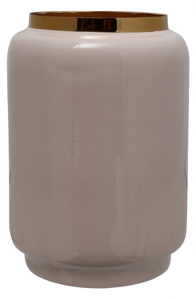 Vaza din fier Art Deco, bej / auriu 15x15x24,5 cm