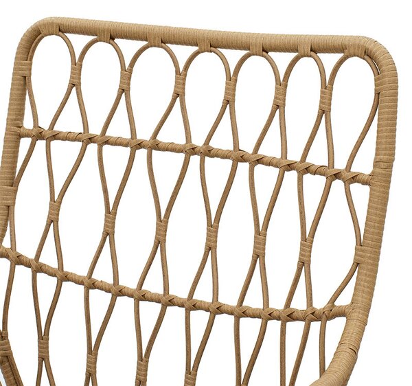 Fotoliu Naoki metal black - pe culoare lemn natural - perna gri