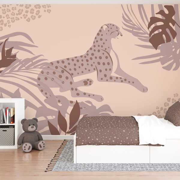 Fototapet Cheetah culcat cu plante, Fototapet natură, Fototapet populare, t00237 - Tapeko.ro