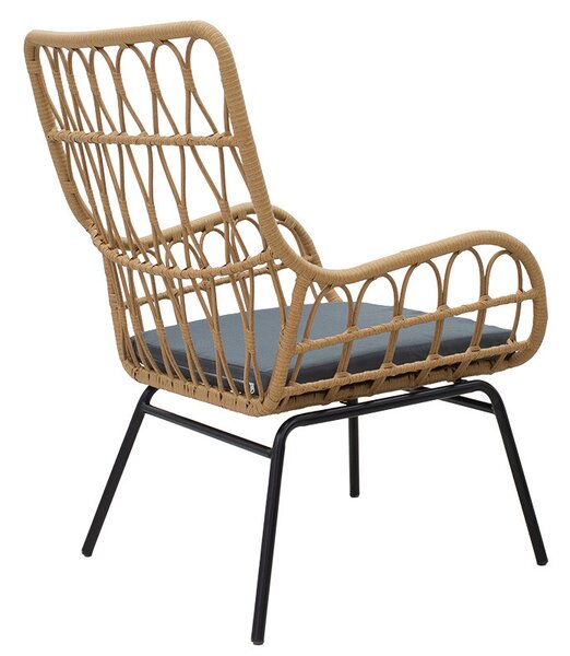 Fotoliu Naoki metal black - pe culoare lemn natural - perna gri