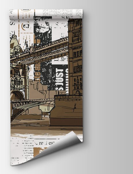 Fototapet Desenul unui pod peste un râu, Fototapet skyline, Fototapet populare, t00244 - Tapeko.ro