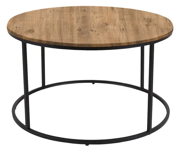 Masuta de cafea Emilian stejar melaminat - metal negru D60x42cm