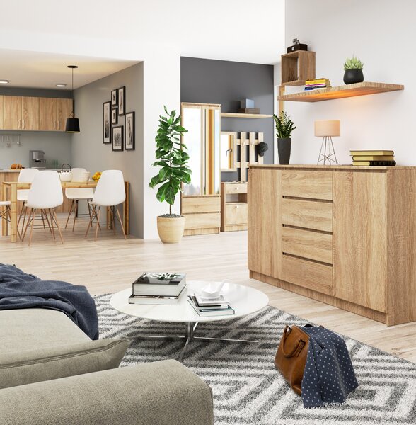Comodă Kurtinaitis 2D 4SZ (stejar sonoma). Promo -19%. 1117159