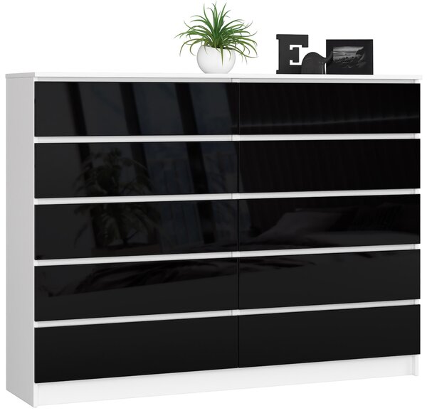 Comodă Kurtinaitis 10SZ (alb + negru lucios). Promo -16%. 1117167
