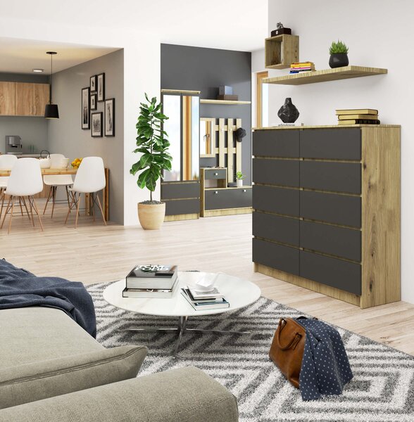 Comodă Kraft 10SZ (stejar artisan + grafit). Promo -18%. 1117182