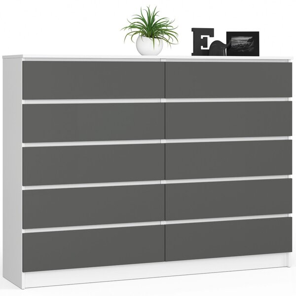 Comodă Kurtinaitis 10SZ (alb + grafit). Promo -16%. 1117181