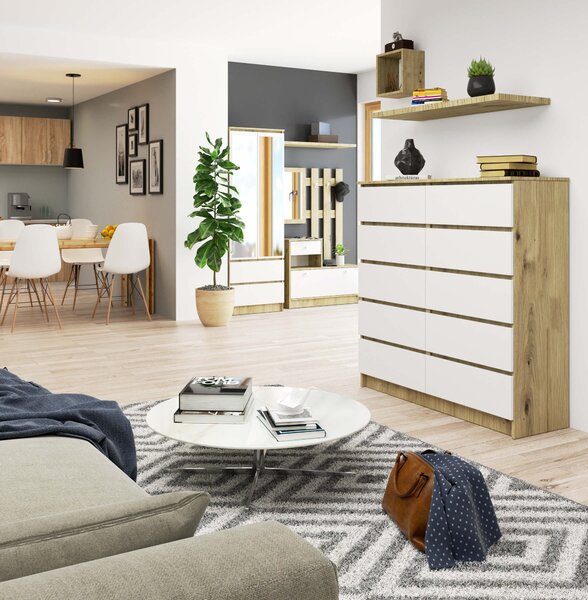 Comodă Kraft 10SZ (stejar artisan + alb). Promo -17%. 1117183