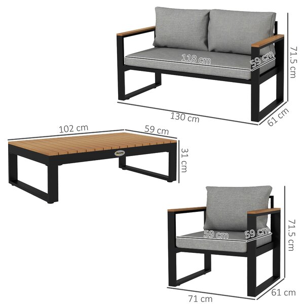 Outsunny Set din 4 piese de mobilier pentru gradina cu canapea pe | Aosom Romania