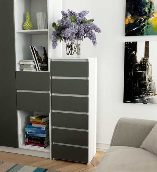 Comodă Celestial (alb + grafit). Promo -14%. 1117199