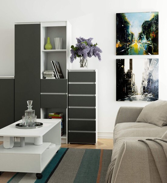 Comodă Celestial (alb + grafit). Promo -14%. 1117199