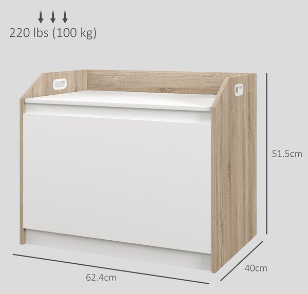 HOMCOM Cutie de Depozitare Modernă cu Lift Top și Spațiu Ascuns pentru Intrare, Living, Cameră de Joacă, 62.4x40x51.5 cm, Alb | Aosom Romania