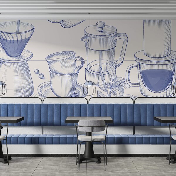 Fototapet Desenul procesului de preparare a cafelei, Fototapet mâncare și băutură, Fototapet populare, t00275v1 - Tapeko.ro