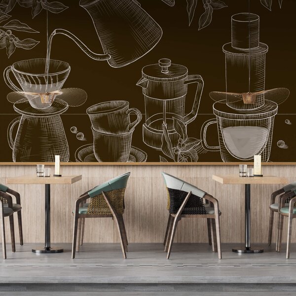 Fototapet Desen de filtru de cafea și filtru de cafea, Fototapet mâncare și băutură, Fototapet populare, t00275v3 - Tapeko.ro