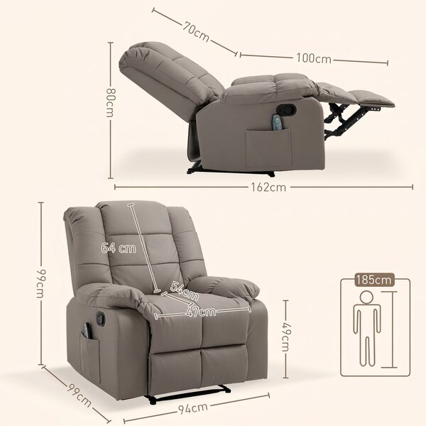 HOMCOM Fotoliu de Relaxare cu Masaj din Piele Artificiala | Aosom Romania