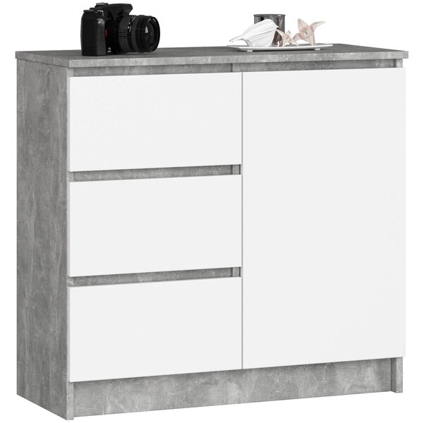 Comodă Komeito (beton + alb). Promo -22%. 1117218