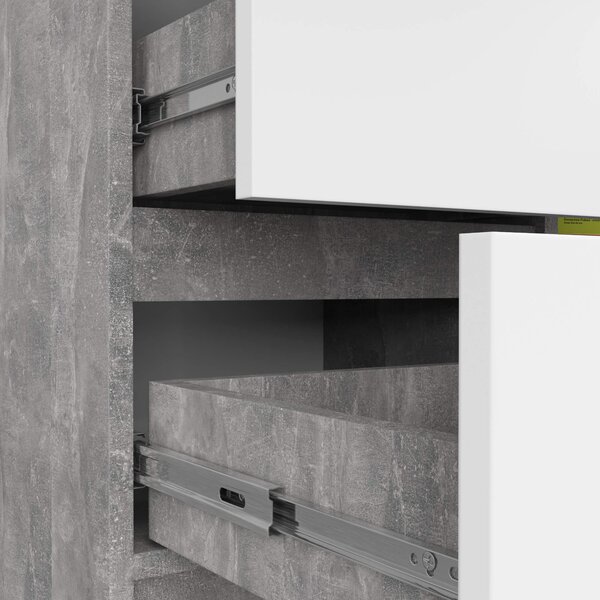 Comodă Komeito (beton + alb). Promo -22%. 1117218