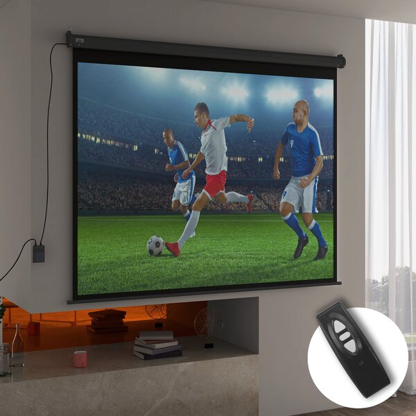 HOMCOM Ecran Proiecție, 100 inch, Format 4:3 Reglabil cu Telecomandă, Ecran de Proiecție Compact, 203x152 cm, Negru | Aosom Romania