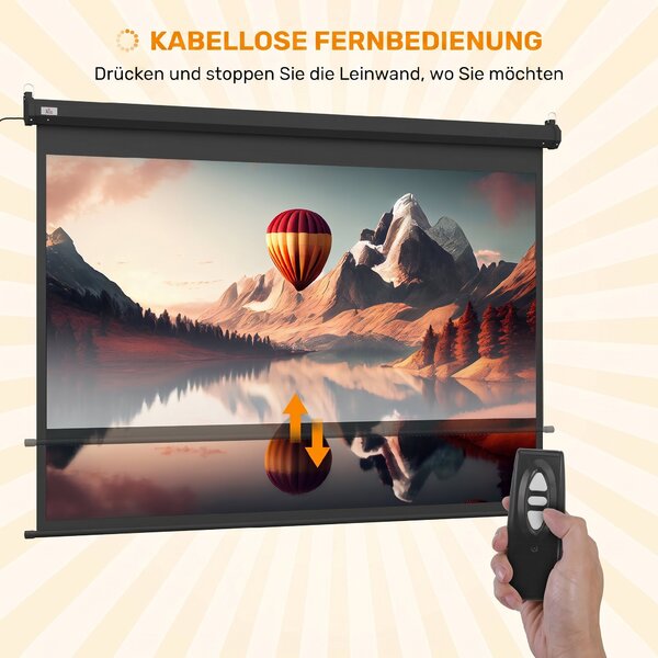 HOMCOM Ecran Proiecție, 100 inch, Format 4:3 Reglabil cu Telecomandă, Ecran de Proiecție Compact, 203x152 cm, Negru | Aosom Romania