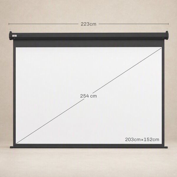 HOMCOM Ecran Proiecție, 100 inch, Format 4:3 Reglabil cu Telecomandă, Ecran de Proiecție Compact, 203x152 cm, Negru | Aosom Romania