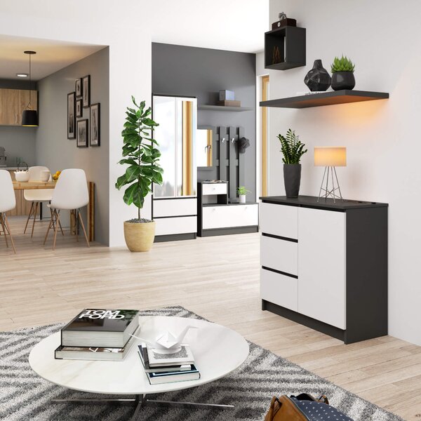 Comodă Komeito (grafit + alb). Promo -19%. 1117224