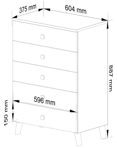 Comodă Menudas (alb + negru). Promo -14%. 1117239