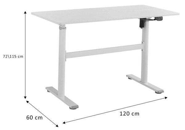 Birou reglabil pe inaltime Karla alb 120x60x72/115cm