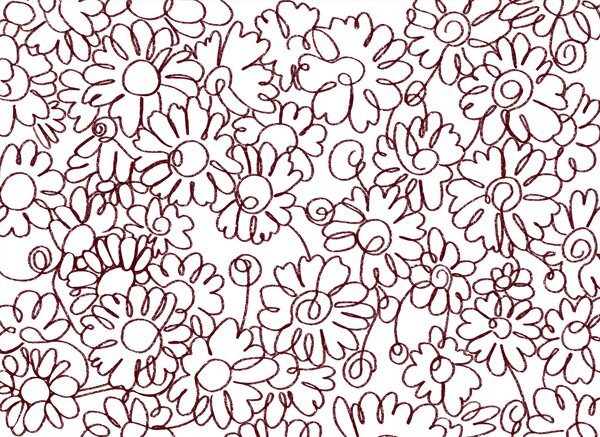 Fototapet Model de flori desenat cu linii roșii, Fototapet flori, Fototapet populare, t00284v1 - Tapeko.ro