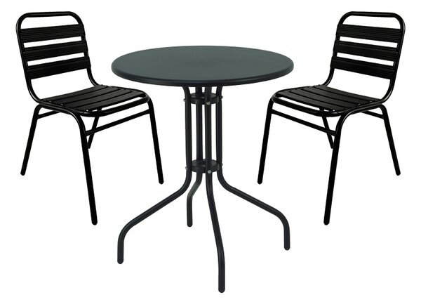 Set 3 buc masă și scaune de grădină Sussie-Vergo Negru 60x60x70 cm
