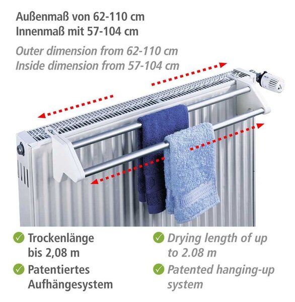 Uscător de rufe argintiu suspendat 2 m Twin Extendable – Wenko