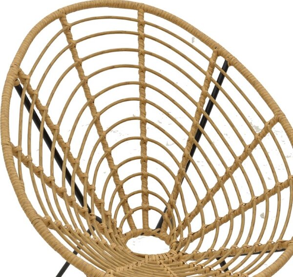 Fotoliu de exterior, Model Naoki, culoare natural si negru, metal si poliratan, 78x74x87 cm