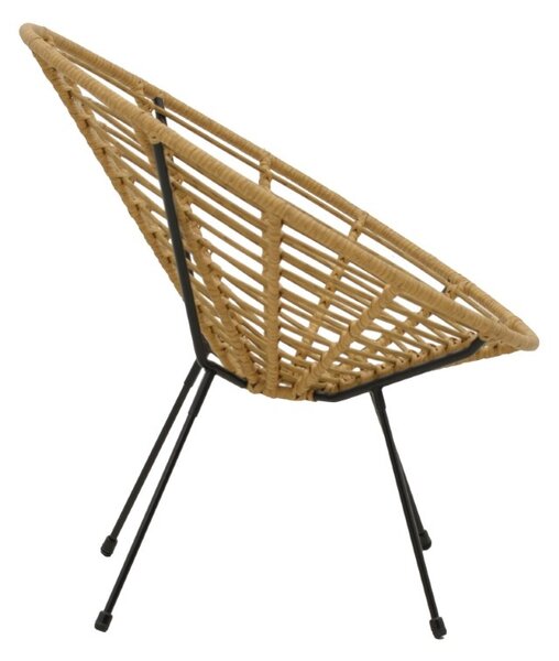 Fotoliu de exterior, Model Naoki, culoare natural si negru, metal si poliratan, 78x74x87 cm